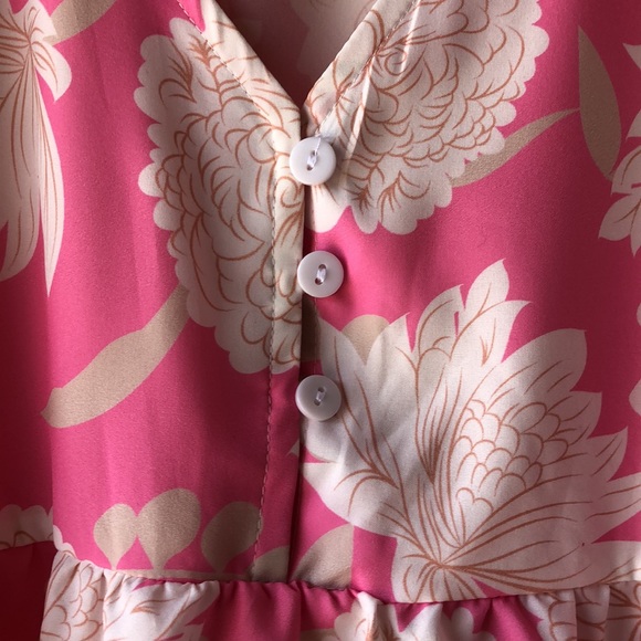 Pink and White Floral Loose Fit Dress - Picture 3 of 4